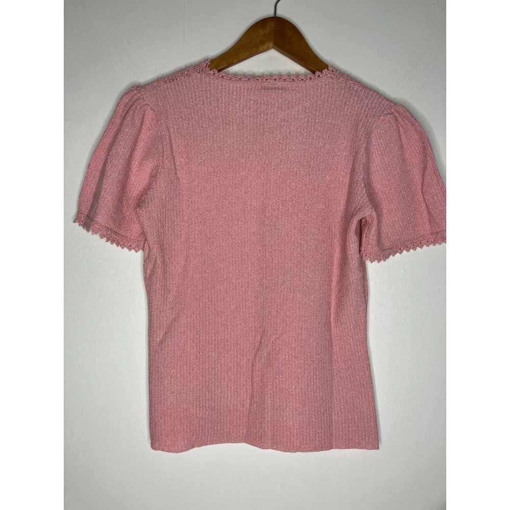 Vintage 70's Women's Medium Small Keneth Knits Pink Top Shirt - Picture 7 of 9